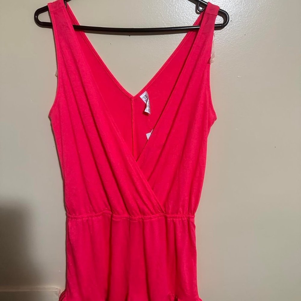 Ladies Pink swim shorts cover up romper plus size (small / medium)
